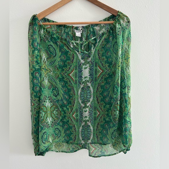 Tops - ⭐️Host Pick⭐️ Spanish designed sheer green long- sleeve blouse